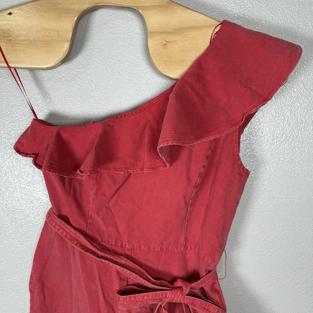 NEW En‎ Saison Tivoli Romper Luscious Red Size Large Ruffle One Shoulder Tie